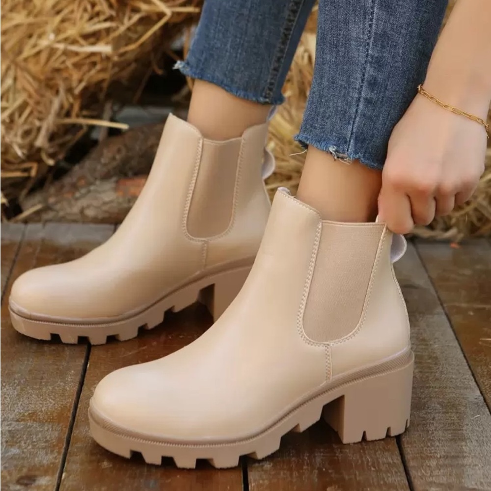 Apricot Chunky Heel Ankle Boots (6)